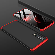 Hard Rigid Plastic Matte Finish Front and Back Cover Case 360 Degrees for Huawei P30 Red and Black
