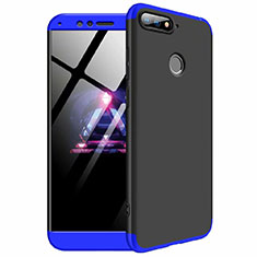 Hard Rigid Plastic Matte Finish Front and Back Cover Case 360 Degrees for Huawei Y6 Prime (2018) Blue and Black