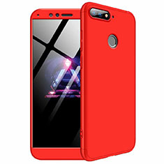 Hard Rigid Plastic Matte Finish Front and Back Cover Case 360 Degrees for Huawei Y6 Prime (2018) Red
