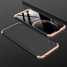Hard Rigid Plastic Matte Finish Front and Back Cover Case 360 Degrees for Huawei Y6 Prime (2019) Gold and Black