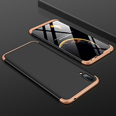 Hard Rigid Plastic Matte Finish Front and Back Cover Case 360 Degrees for Huawei Y7 (2019) Gold and Black