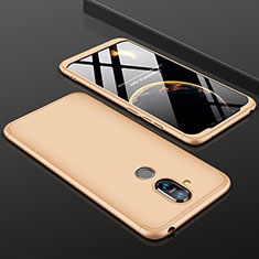 Hard Rigid Plastic Matte Finish Front and Back Cover Case 360 Degrees for Nokia X7 Gold
