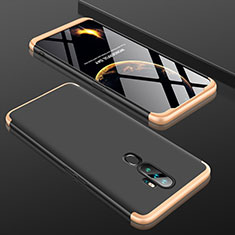 Hard Rigid Plastic Matte Finish Front and Back Cover Case 360 Degrees for Oppo A11 Gold and Black