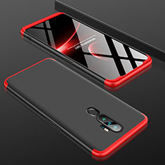Hard Rigid Plastic Matte Finish Front and Back Cover Case 360 Degrees for Oppo A11 Red and Black