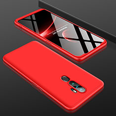 Hard Rigid Plastic Matte Finish Front and Back Cover Case 360 Degrees for Oppo A11X Red