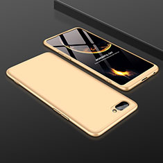 Hard Rigid Plastic Matte Finish Front and Back Cover Case 360 Degrees for Oppo A5 Gold