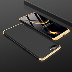 Hard Rigid Plastic Matte Finish Front and Back Cover Case 360 Degrees for Oppo A5 Gold and Black