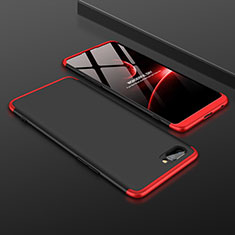 Hard Rigid Plastic Matte Finish Front and Back Cover Case 360 Degrees for Oppo A5 Red and Black