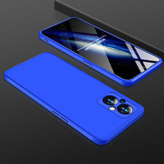 Hard Rigid Plastic Matte Finish Front and Back Cover Case 360 Degrees for Oppo A96 5G Blue