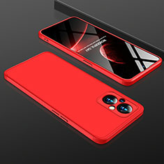 Hard Rigid Plastic Matte Finish Front and Back Cover Case 360 Degrees for Oppo A96 5G Red