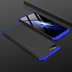 Hard Rigid Plastic Matte Finish Front and Back Cover Case 360 Degrees for Oppo AX5 Blue and Black