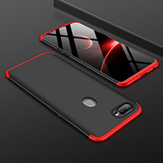 Hard Rigid Plastic Matte Finish Front and Back Cover Case 360 Degrees for Oppo AX7 Red and Black