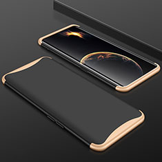 Hard Rigid Plastic Matte Finish Front and Back Cover Case 360 Degrees for Oppo Find X Gold and Black