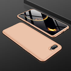 Hard Rigid Plastic Matte Finish Front and Back Cover Case 360 Degrees for Oppo R17 Neo Gold