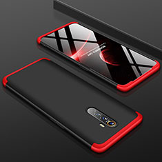 Hard Rigid Plastic Matte Finish Front and Back Cover Case 360 Degrees for Oppo Reno Ace Red and Black
