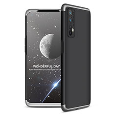 Hard Rigid Plastic Matte Finish Front and Back Cover Case 360 Degrees for Realme 7 Silver and Black