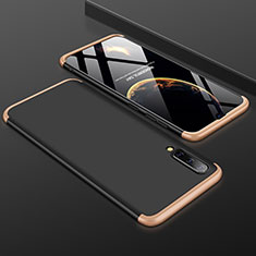 Hard Rigid Plastic Matte Finish Front and Back Cover Case 360 Degrees for Samsung Galaxy A50 Gold and Black