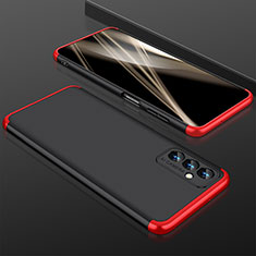 Hard Rigid Plastic Matte Finish Front and Back Cover Case 360 Degrees for Samsung Galaxy A82 5G Red and Black