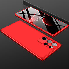 Hard Rigid Plastic Matte Finish Front and Back Cover Case 360 Degrees for Samsung Galaxy S23 Ultra 5G Red