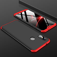 Hard Rigid Plastic Matte Finish Front and Back Cover Case 360 Degrees for Xiaomi Mi A2 Lite Red and Black