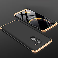 Hard Rigid Plastic Matte Finish Front and Back Cover Case 360 Degrees for Xiaomi Pocophone F1 Gold and Black