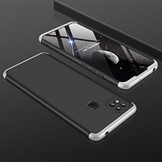 Hard Rigid Plastic Matte Finish Front and Back Cover Case 360 Degrees for Xiaomi Redmi 9 India Silver and Black