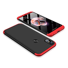 Hard Rigid Plastic Matte Finish Front and Back Cover Case 360 Degrees for Xiaomi Redmi Note 5 Pro Red and Black