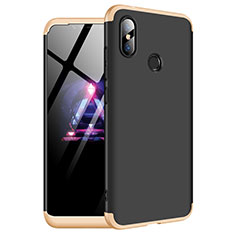 Hard Rigid Plastic Matte Finish Front and Back Cover Case 360 Degrees for Xiaomi Redmi Note 6 Pro Gold and Black