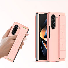 Hard Rigid Plastic Matte Finish Front and Back Cover Case 360 Degrees HD1 for Samsung Galaxy Z Fold5 5G Rose Gold