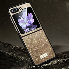 Hard Rigid Plastic Matte Finish Front and Back Cover Case 360 Degrees LD1 for Samsung Galaxy Z Flip5 5G Gold