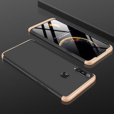 Hard Rigid Plastic Matte Finish Front and Back Cover Case 360 Degrees M01 for Samsung Galaxy A20s Gold and Black