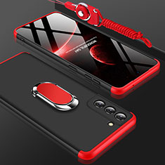 Hard Rigid Plastic Matte Finish Front and Back Cover Case 360 Degrees M01 for Samsung Galaxy S21 Plus 5G Red and Black