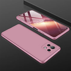 Hard Rigid Plastic Matte Finish Front and Back Cover Case 360 Degrees P01 for Xiaomi Mi 11 Lite 5G NE Rose Gold