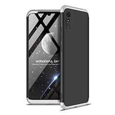 Hard Rigid Plastic Matte Finish Front and Back Cover Case 360 Degrees P02 for Xiaomi Redmi 9i Silver and Black