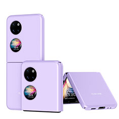 Hard Rigid Plastic Matte Finish Front and Back Cover Case 360 Degrees QH1 for Huawei P50 Pocket Purple