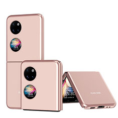 Hard Rigid Plastic Matte Finish Front and Back Cover Case 360 Degrees QH1 for Huawei P60 Pocket Rose Gold