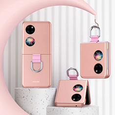 Hard Rigid Plastic Matte Finish Front and Back Cover Case 360 Degrees QH2 for Huawei P60 Pocket Rose Gold