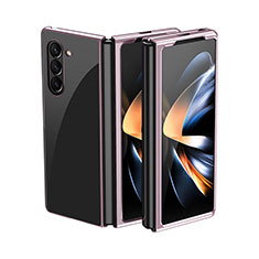 Hard Rigid Plastic Matte Finish Front and Back Cover Case 360 Degrees QH2 for Samsung Galaxy Z Fold5 5G Rose Gold