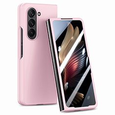 Hard Rigid Plastic Matte Finish Front and Back Cover Case 360 Degrees SD1 for Samsung Galaxy Z Fold5 5G Rose Gold