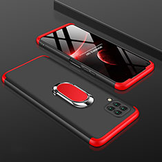 Hard Rigid Plastic Matte Finish Front and Back Cover Case 360 Degrees with Finger Ring Stand for Huawei Nova 6 SE Red and Black