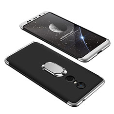 Hard Rigid Plastic Matte Finish Front and Back Cover Case 360 Degrees with Finger Ring Stand for Xiaomi Redmi 5 Plus Silver