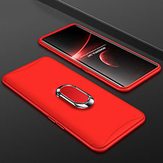 Hard Rigid Plastic Matte Finish Front and Back Cover Case 360 Degrees with Finger Ring Stand S01 for Oppo Find X Super Flash Edition Red