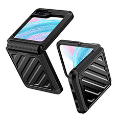 Hard Rigid Plastic Matte Finish Front and Back Cover Case 360 Degrees Z01L for Samsung Galaxy Z Flip5 5G Black