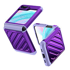 Hard Rigid Plastic Matte Finish Front and Back Cover Case 360 Degrees Z01L for Samsung Galaxy Z Flip5 5G Purple