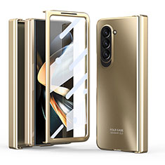 Hard Rigid Plastic Matte Finish Front and Back Cover Case 360 Degrees Z01L for Samsung Galaxy Z Fold5 5G Gold