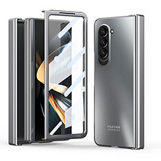 Hard Rigid Plastic Matte Finish Front and Back Cover Case 360 Degrees Z01L for Samsung Galaxy Z Fold5 5G Silver