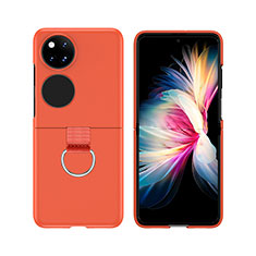 Hard Rigid Plastic Matte Finish Front and Back Cover Case 360 Degrees Z02L for Huawei P60 Pocket Orange