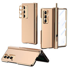 Hard Rigid Plastic Matte Finish Front and Back Cover Case 360 Degrees Z02L for Samsung Galaxy Z Fold5 5G Gold