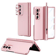 Hard Rigid Plastic Matte Finish Front and Back Cover Case 360 Degrees Z02L for Samsung Galaxy Z Fold5 5G Rose Gold