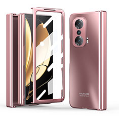 Hard Rigid Plastic Matte Finish Front and Back Cover Case 360 Degrees ZL1 for Huawei Honor Magic V 5G Rose Gold